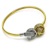 Oro Laminado Individual Bangle, Gold Filled Style Love Knot Design, Diamond Cutting Finish, Two Tone