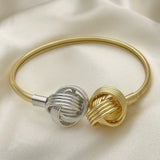 Oro Laminado Individual Bangle, Gold Filled Style Love Knot Design, Diamond Cutting Finish, Two Tone