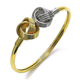 Oro Laminado Individual Bangle, Gold Filled Style Love Knot Design, Diamond Cutting Finish, Two Tone