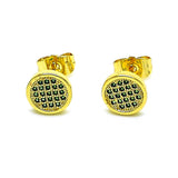 Oro Laminado Stud Earring, Gold Filled Style with Green Micro Pave, Polished, Golden Finish