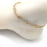Oro Laminado Fancy Anklet, Gold Filled Style Polished, Golden Finish