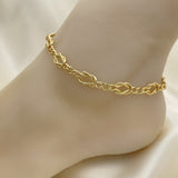 Oro Laminado Fancy Anklet, Gold Filled Style Polished, Golden Finish