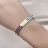 Oro Laminado Solid Bracelet, Gold Filled Style Polished, Tricolor