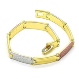 Oro Laminado Solid Bracelet, Gold Filled Style Polished, Tricolor