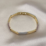 Oro Laminado Solid Bracelet, Gold Filled Style Polished, Tricolor
