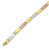Oro Laminado Solid Bracelet, Gold Filled Style Polished, Tricolor