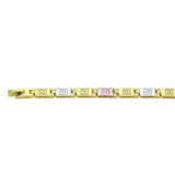 Oro Laminado Solid Bracelet, Gold Filled Style Greek Key Design, Polished, Tricolor