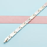 Oro Laminado Solid Bracelet, Gold Filled Style Greek Key Design, Polished, Tricolor