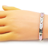 Oro Laminado Solid Bracelet, Gold Filled Style Diamond Cutting Finish, Tricolor
