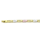 Oro Laminado Solid Bracelet, Gold Filled Style Diamond Cutting Finish, Tricolor