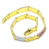 Oro Laminado Solid Bracelet, Gold Filled Style Diamond Cutting Finish, Tricolor
