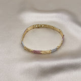 Oro Laminado Solid Bracelet, Gold Filled Style Diamond Cutting Finish, Tricolor