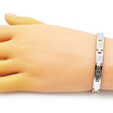 Oro Laminado Solid Bracelet, Gold Filled Style Diamond Cutting Finish, Tricolor