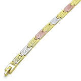 Oro Laminado Solid Bracelet, Gold Filled Style Diamond Cutting Finish, Tricolor