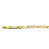 Oro Laminado Solid Bracelet, Gold Filled Style Diamond Cutting Finish, Tricolor