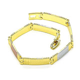 Oro Laminado Solid Bracelet, Gold Filled Style Diamond Cutting Finish, Tricolor