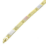 Oro Laminado Solid Bracelet, Gold Filled Style Diamond Cutting Finish, Tricolor