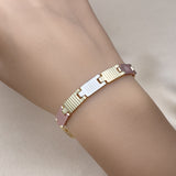 Oro Laminado Solid Bracelet, Gold Filled Style Diamond Cutting Finish, Tricolor