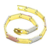 Oro Laminado Solid Bracelet, Gold Filled Style Diamond Cutting Finish, Tricolor