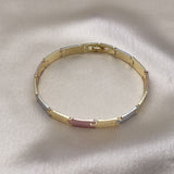 Oro Laminado Solid Bracelet, Gold Filled Style Diamond Cutting Finish, Tricolor