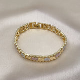 Oro Laminado Solid Bracelet, Gold Filled Style Diamond Cutting Finish, Tricolor