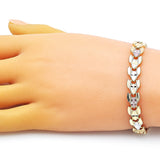 Oro Laminado Solid Bracelet, Gold Filled Style Diamond Cutting Finish, Tricolor
