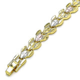 Oro Laminado Solid Bracelet, Gold Filled Style Diamond Cutting Finish, Tricolor