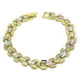 Oro Laminado Solid Bracelet, Gold Filled Style Diamond Cutting Finish, Tricolor