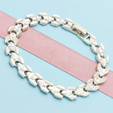 Oro Laminado Solid Bracelet, Gold Filled Style Diamond Cutting Finish, Tricolor