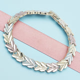 Oro Laminado Solid Bracelet, Gold Filled Style Heart Design, Polished, Tricolor
