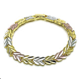 Oro Laminado Solid Bracelet, Gold Filled Style Heart Design, Polished, Tricolor