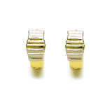 Oro Laminado Huggie Hoop, Gold Filled Style Diamond Cutting Finish, Tricolor