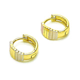 Oro Laminado Huggie Hoop, Gold Filled Style Diamond Cutting Finish, Tricolor