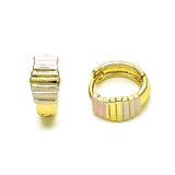 Oro Laminado Huggie Hoop, Gold Filled Style Diamond Cutting Finish, Tricolor