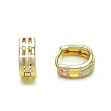 Oro Laminado Huggie Hoop, Gold Filled Style Polished, Tricolor