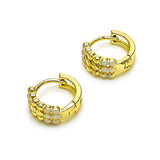 Oro Laminado Huggie Hoop, Gold Filled Style Polished, Tricolor