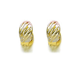 Oro Laminado Huggie Hoop, Gold Filled Style Leaf Design, Polished, Tricolor