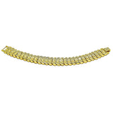 Oro Laminado Solid Bracelet, Gold Filled Style Flower Design, Diamond Cutting Finish, Golden Finish