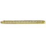 Oro Laminado Solid Bracelet, Gold Filled Style Heart Design, Diamond Cutting Finish, Golden Finish
