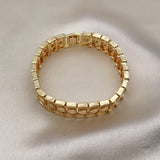 Oro Laminado Solid Bracelet, Gold Filled Style Heart Design, Diamond Cutting Finish, Golden Finish