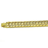 Oro Laminado Solid Bracelet, Gold Filled Style Heart Design, Diamond Cutting Finish, Golden Finish