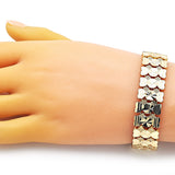 Oro Laminado Solid Bracelet, Gold Filled Style Heart Design, Polished, Golden Finish