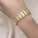 Oro Laminado Solid Bracelet, Gold Filled Style Heart Design, Polished, Golden Finish
