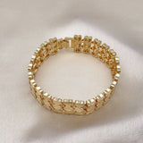 Oro Laminado Solid Bracelet, Gold Filled Style Heart Design, Polished, Golden Finish