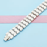 Oro Laminado Solid Bracelet, Gold Filled Style Heart Design, Polished, Golden Finish