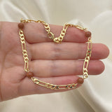 Oro Laminado Charm Anklet , Gold Filled Style Ball Design, with Brown Goldstone Venturina, Polished, Golden Finish