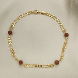 Oro Laminado Charm Anklet , Gold Filled Style Ball Design, with Brown Goldstone Venturina, Polished, Golden Finish
