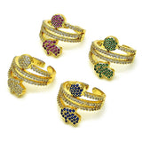 Oro Laminado Multi Stone Ring, Gold Filled Style Hand of God Design, with Sapphire Blue and White Micro Pave, Polished, Golden Finish