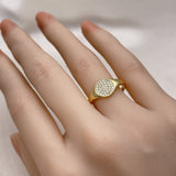 Oro Laminado Multi Stone Ring, Gold Filled Style with White Micro Pave, Polished, Golden Finish
