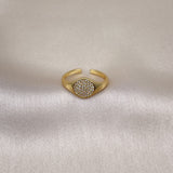 Oro Laminado Multi Stone Ring, Gold Filled Style with White Micro Pave, Polished, Golden Finish